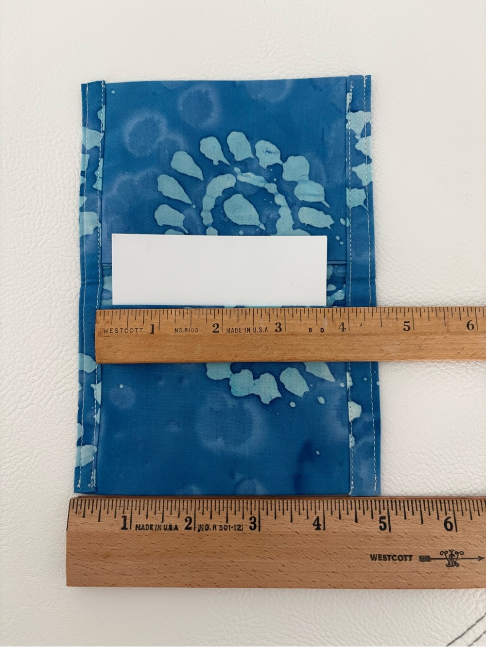 Reversible Blue Batik Wristlet Knot Bag with Matching Card Holder - Picture 5 of 9
